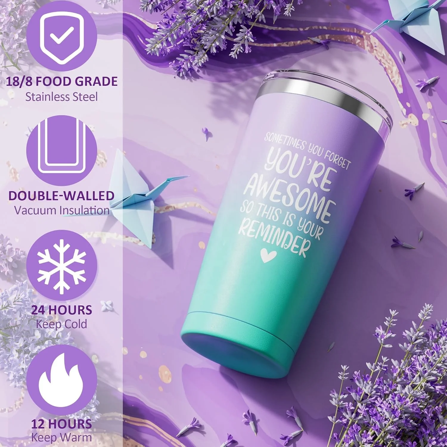 Custom Thank You Christmas Gifts Lavender Relaxing Spa Gifts Basket Women Self Care Tumbler Soap Candle Valentine Gift Box Set