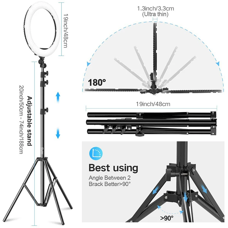Pixel R60C Led wheel ring light stand selfie led ring light with phone holders led ring lamp for video youtube
