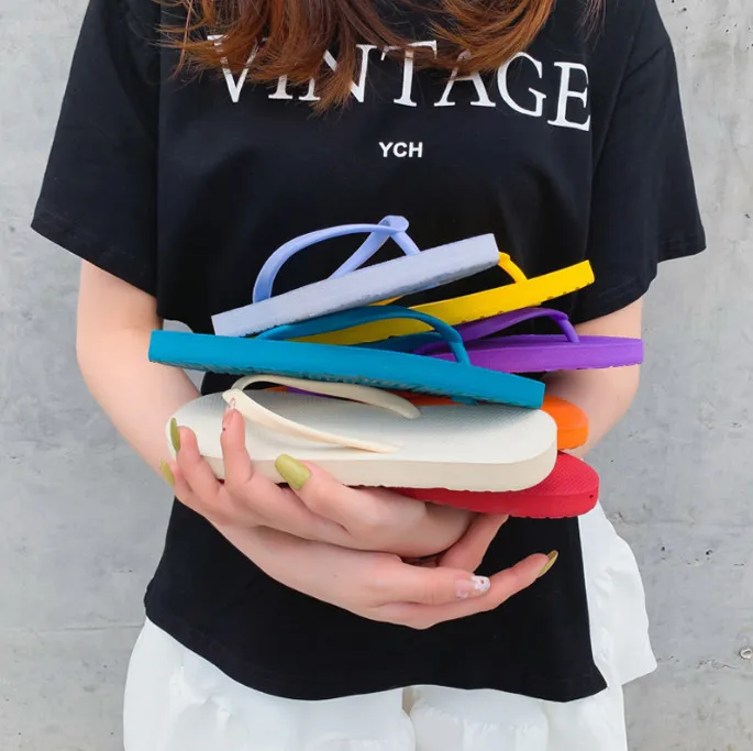 Summer Slip-on Pool Shower  Femme OutdoorBathing Bathroom Slippers  PVC Beach Flip Flops Women