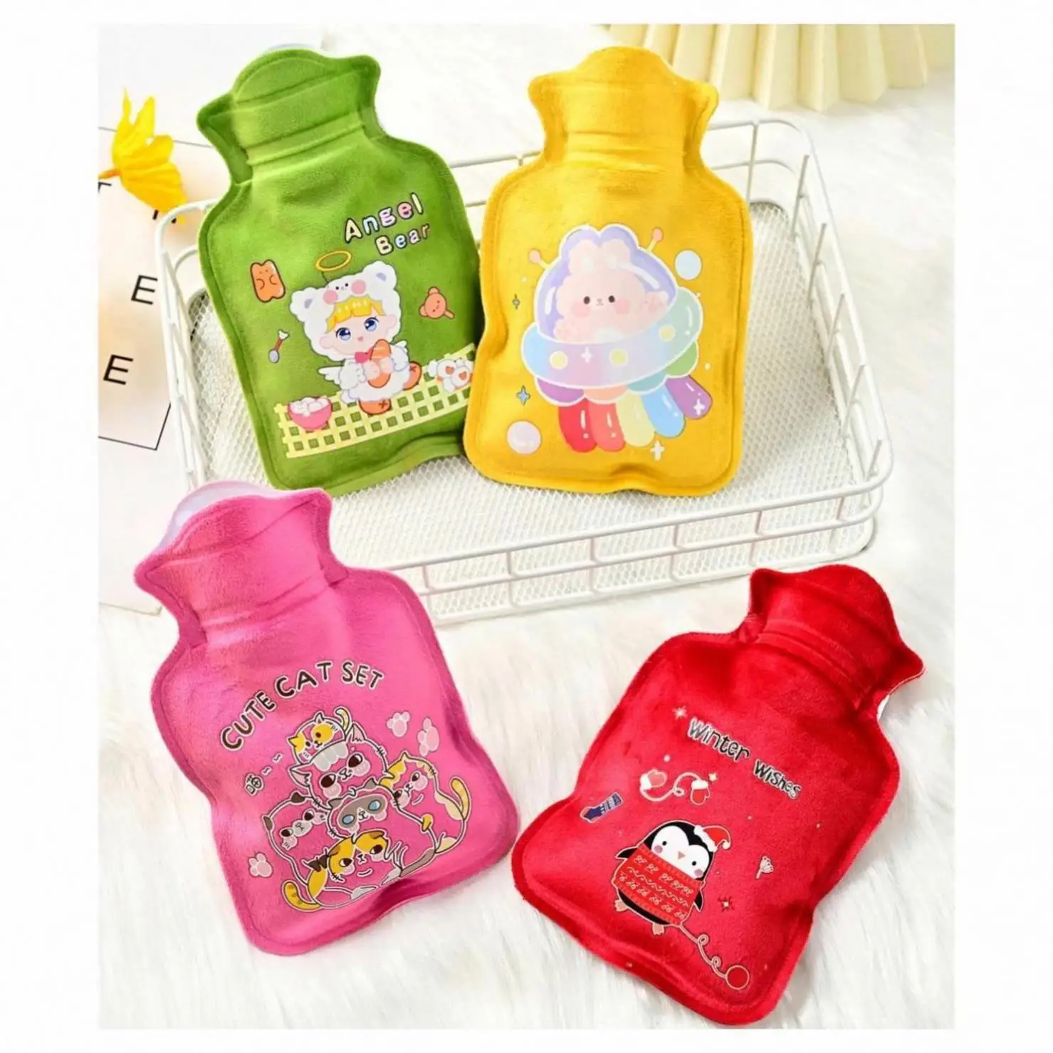 Cover With Bag Rubber Warm Winter Reusable Plush Natural Bottles Heat Pack 2 Liter Compress For Pain Hot Water Bottle