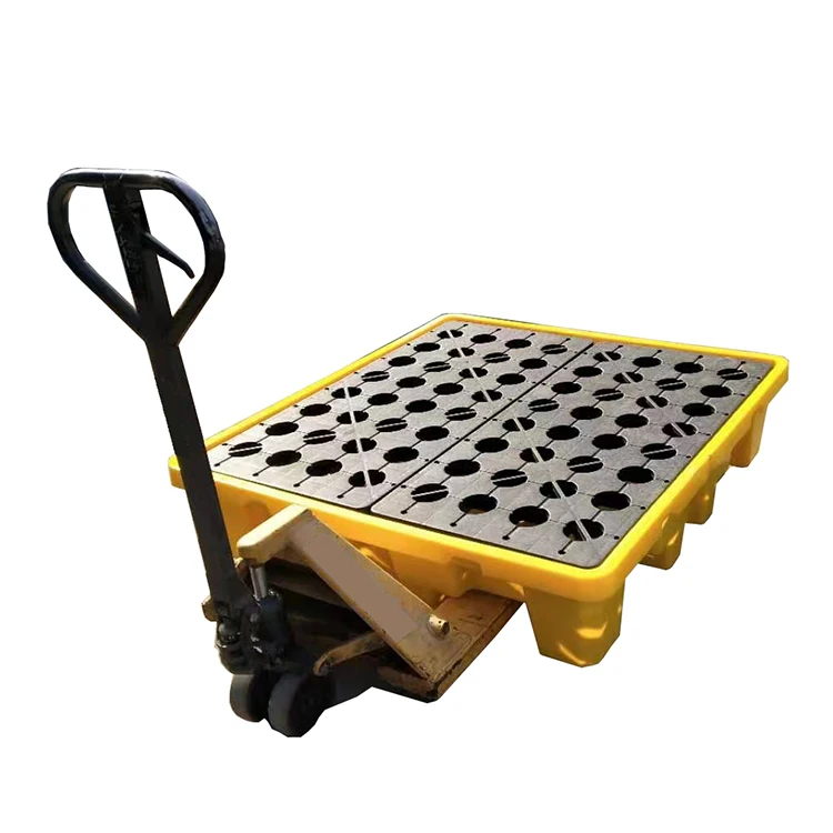 Large Capacity Heavy Duty Plastic Pallet Spill Tray For Chemical Spill Containment Drum Pallet