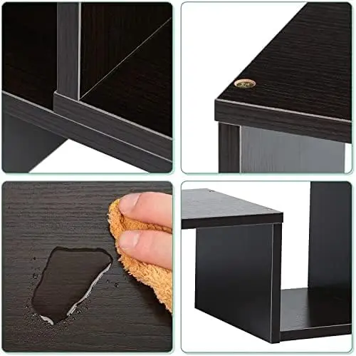 Natural Bamboo Desktop Storage Organizer Wooden 2 in 1 DIY Bookcase Stand Shelf for Books