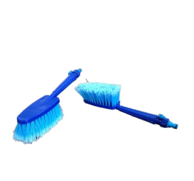 water fed brush flow water wheel brush with switch for car , car wheel cleaning brush factory