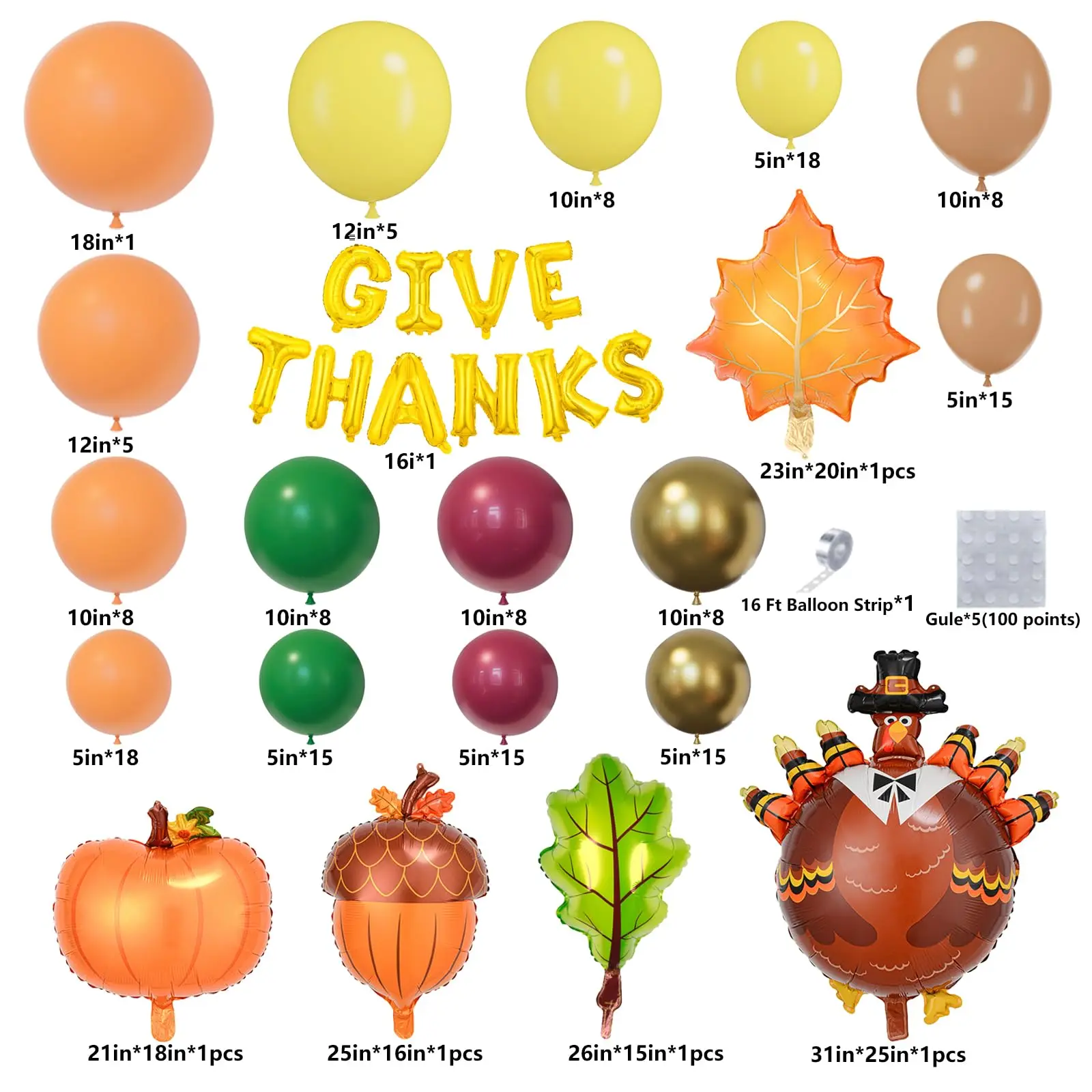 Fall Thanksgiving Balloons Garland Arch Kit Orange Coffee Brown Burgundy Gold Balloons  Birthday Baby Shower Party Decorations