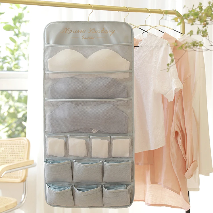 Custom logo Polyester Foldable Underwear Bras Socks Hanging Underwear Organizer Pocket