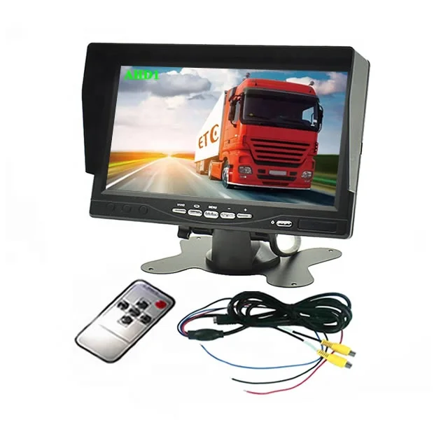 Аналоговая камера высокого разрешения 720p 1080 и CVBS смешанных сигналов HD 1024X600 IPS портативная Мини ЖК-монитор 7 дюймовый откидной автомобильный монитор заднего вида стенд 24V