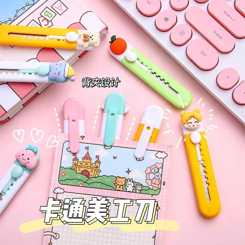 School office safety paper cutting crafts cartoon cute retractable utility knife
