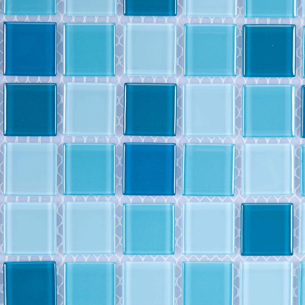 Swimming pool tiles mosaic mixed blue square glass mosaic for bathroom outdoor pool