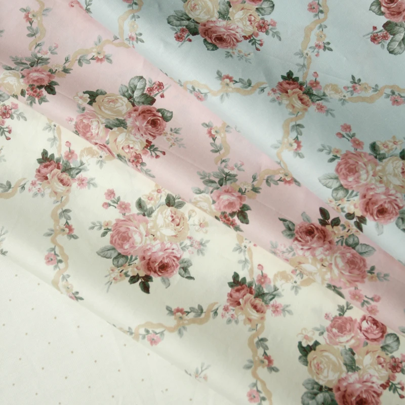 Rose Flower Wall Twill Cotton Fabric, Making Photography Background Clothing Handmade Cloth