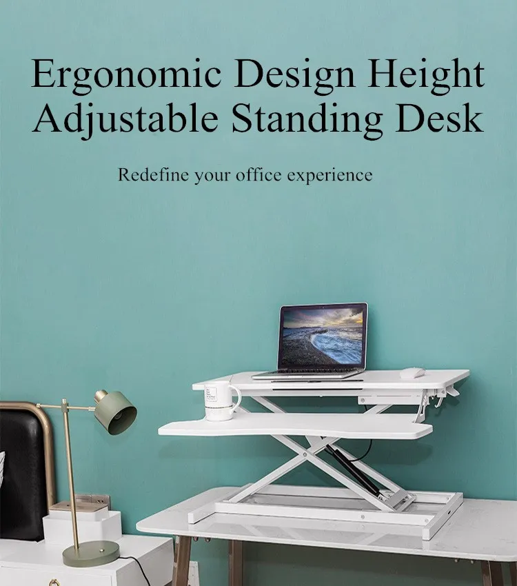 Foldable Height Adjustable standing desk on desktop