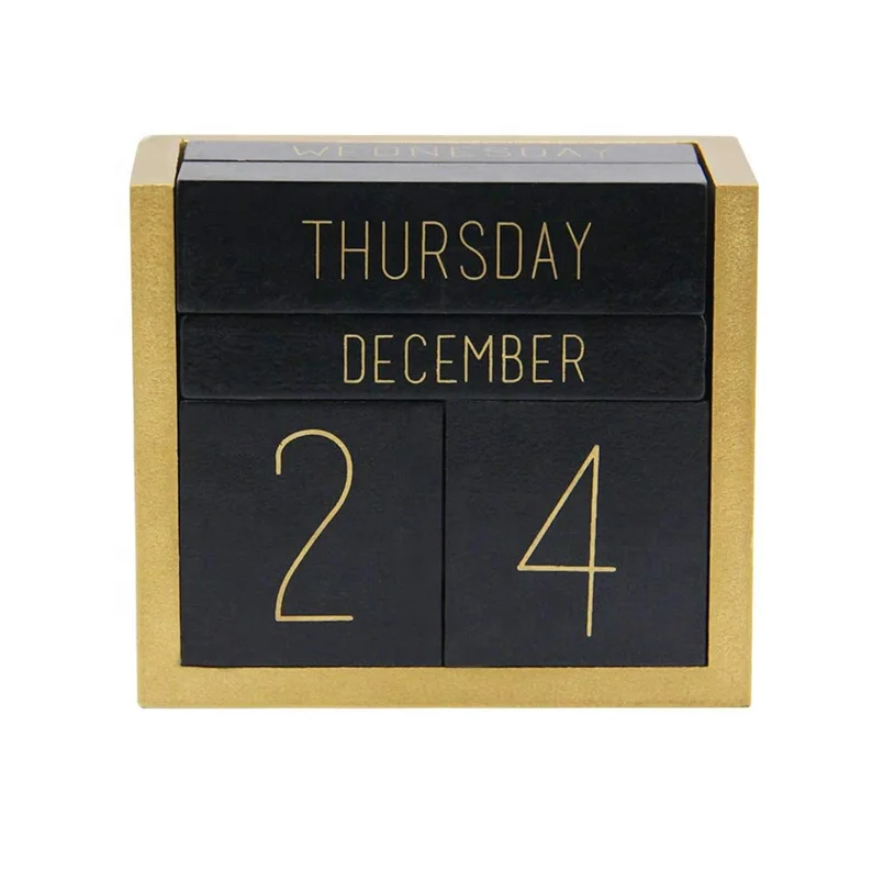 Wooden Perpetual Calendar  Wooden Block Daily Calendar Office Desk Accessories Table Decoration wood tabletop decoration
