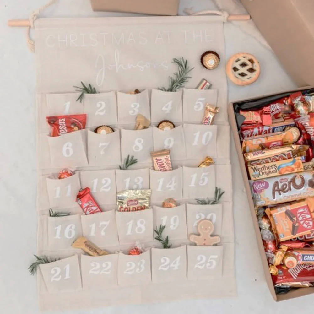 Wholesale Fabric Advent Calendar Kids Christmas Decorations Custom Linen Christmas Advent Calendar