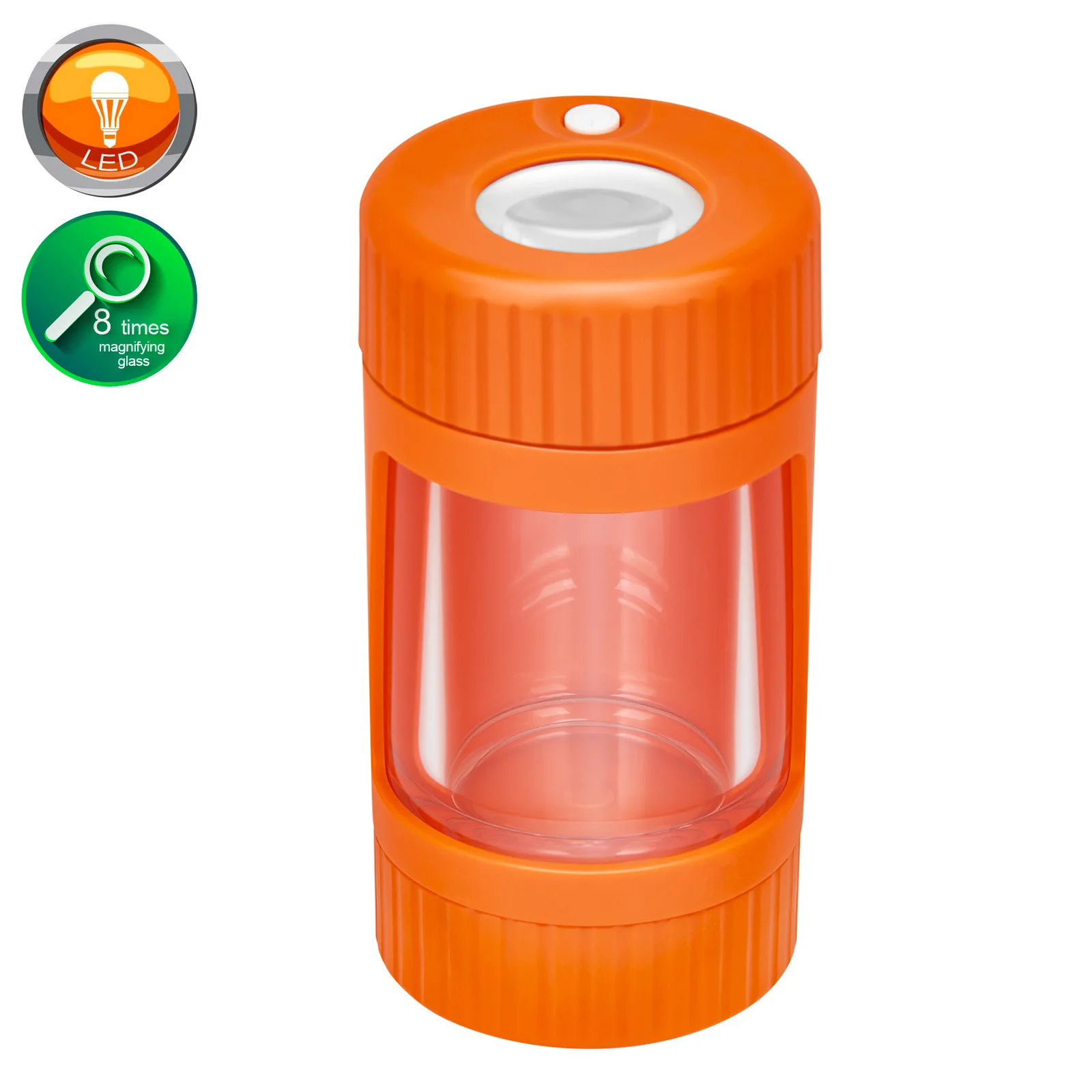 Small Plastic Light-Up LED Air Tight Herb Stash Storage Bottles Magnifying Glowing Mini Glass Cookie Mag Jars With Light