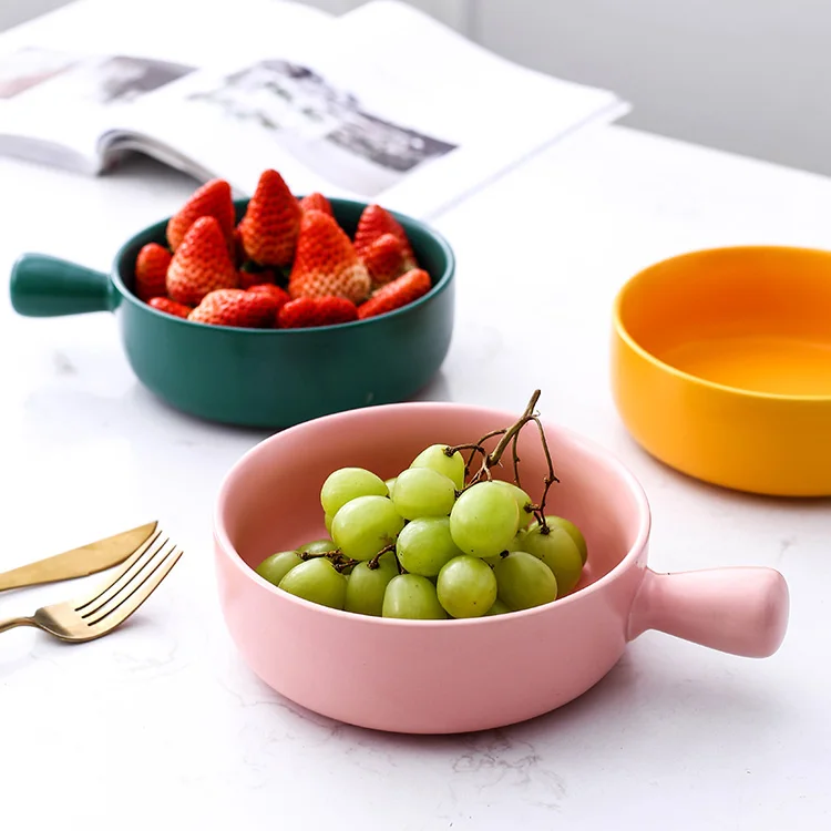 Custom Logo Ester Wheat Straw Cereal Cartoon White Ceramic Bowl Stainless Steel Handle Cooking Kitchen Use Induction Pan Set