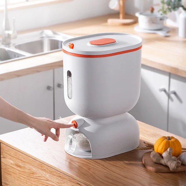 Rmier 25Lbs Capacity Moisture Proof Airtight Sealed Wholesale Price PP Plastic Rice Storage Barrel For Cereal GrainsHome Kitchen