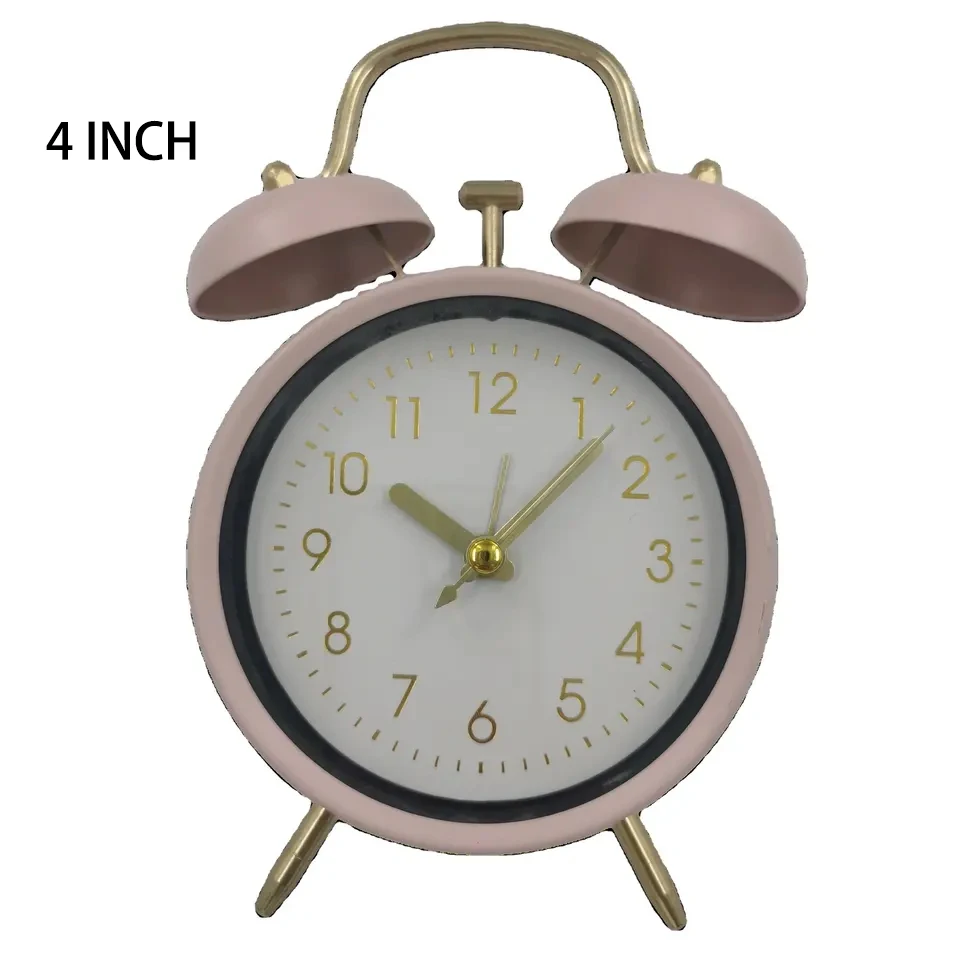 Competitive Price Double Bell Ring 4inch Funny Alarm Clock Table Metal Retro Mechanical Alarm Clock