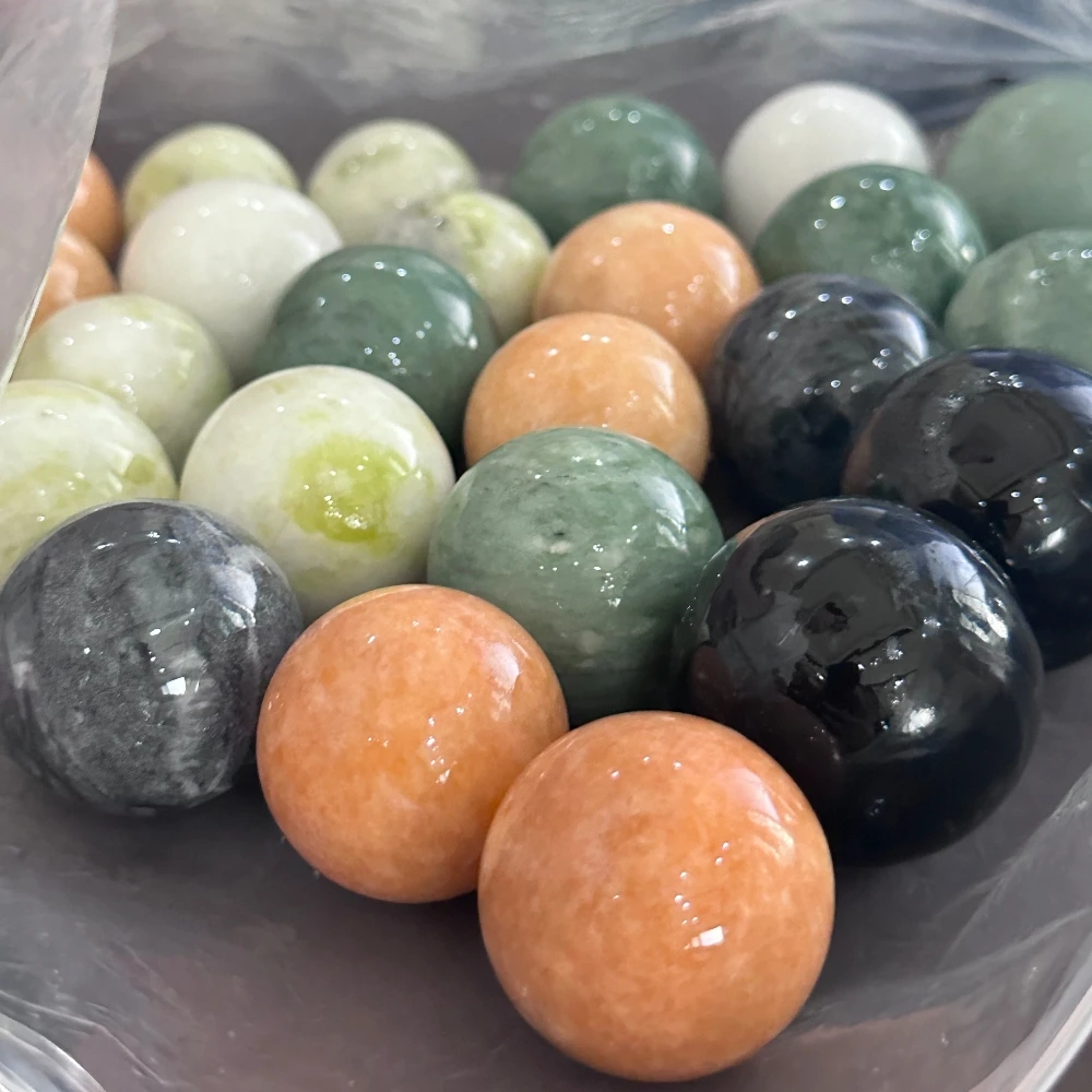 Set of 2 50mm Tourmaline Jade Fitness Balls Carved Crystal Balls Agate&Gemstone Polished Spheres with Engraving Love Theme