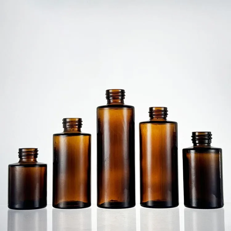 1OZ Amber Frosted Glass Bottle With Dropper flat Shoulder Serum Dropper Bottle Perfume  Essential Oil Bottle 20-410