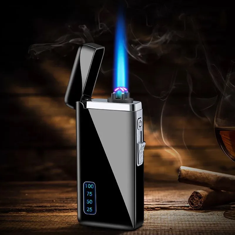 New Arrival 2 in 1 Jet Torch Cigar Lighters Custom Logo Recycle Filling USB Plasma Lighter Gas