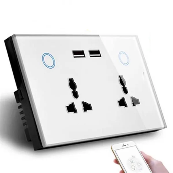 13A Tuya UK Wifi умная розетка Универсальная двойная настенная розетка сенсорный Умный переключатель с портами poe власть мониторинга и с 2 портами (Стандарт + 2 розетки