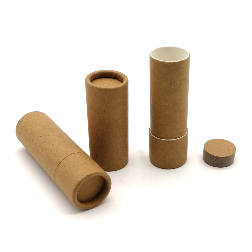 
100% Plastic Free Eco Friendly Cardboard Containers Push Up Kraft Paper Tubes For Cosmetic Lip Balm Deodorant Stick 
