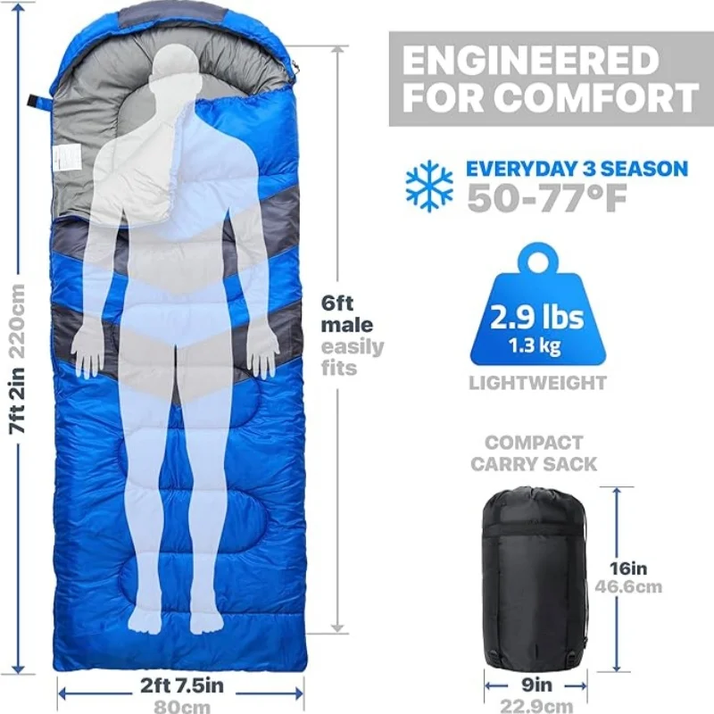 Sleeping Bags for Adults / Kids Cold Weather & Warm - Backpacking Lightweight Compact Camping Essentials Gear Accessories