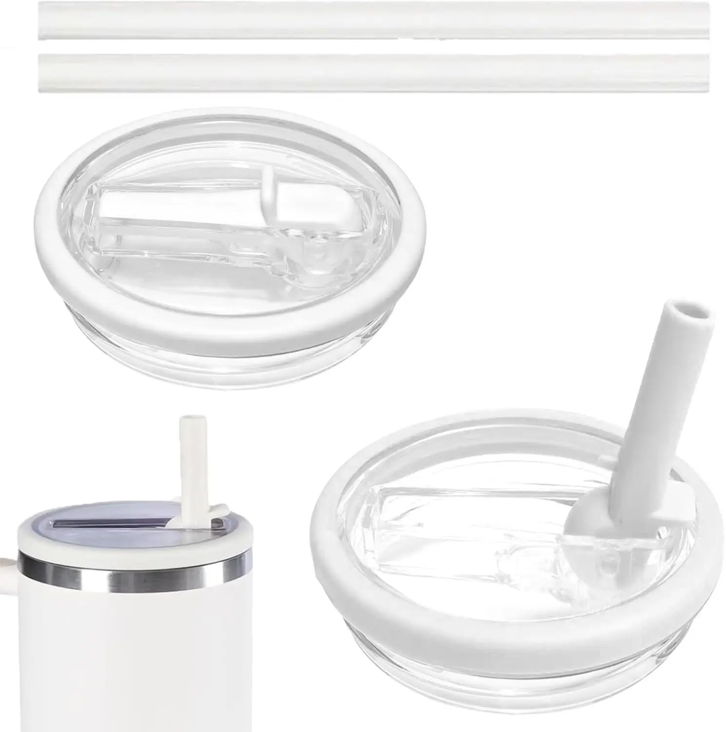2 Pack 40 oz Tumbler Flip Straw Lid Replacement Compatible Top Replacement Reusable Tumbler Cover,TLX0217