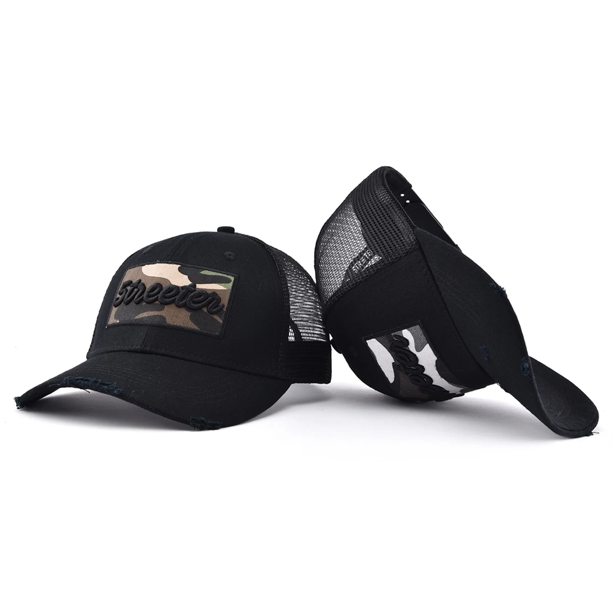 OEM Custom High Quality 6 Panel Curved Brim Mesh Hats 3d Embroidered Logo Gorras distressed Trucker Cap