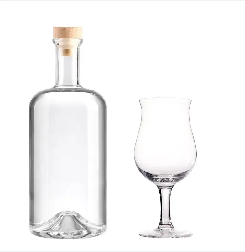 Glass bottle manufacture  high quality spirts rum gin whisky cognac liquor brandy  vodka glass bottle with cork