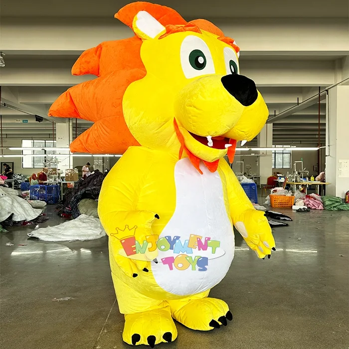 Customized Inflatable Yellow Lion Mascot Costume Stage Performance Shopping Mall Event Party Adult Size Costume