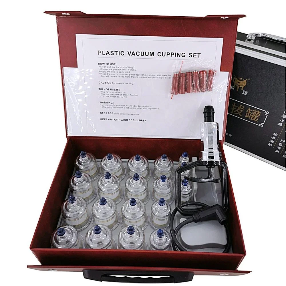 Professional Cupping Therapy Equipment Set with pumping handle 19 Cups & English Manual CUPPING SET KOREA STYLE