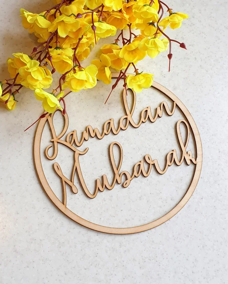 Новый дизайн 2023 ИД Рамадан Mubarak деревянные и акриловые украшения мусульманский венок домашний декор знак