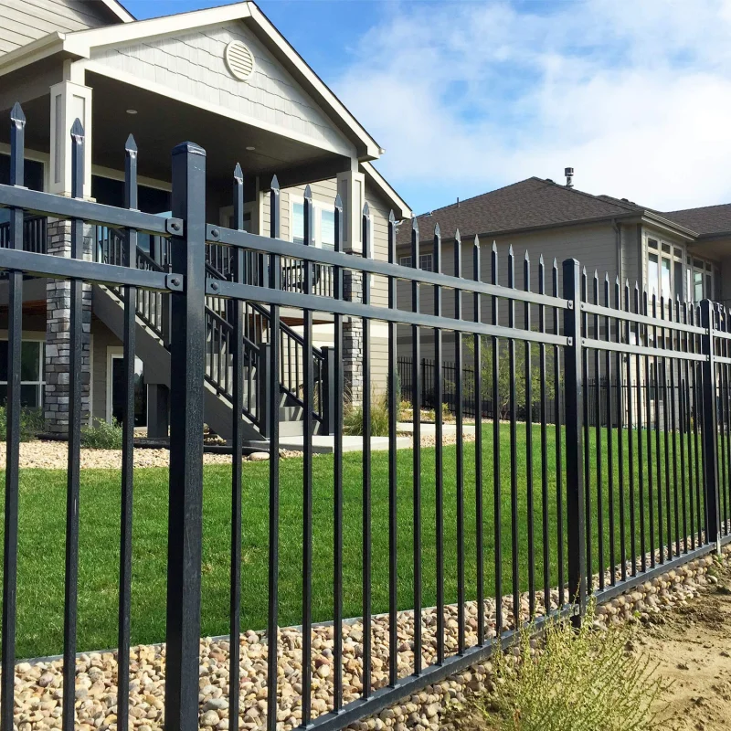 Wholesale Iron Fence Panels Decorative Metal Black Galvanized Steel Picket Fence