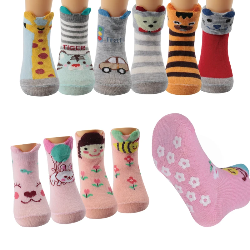 High quality baby socks three-dimensional cute animals pattern cheaps cartoon baby anti slip socks