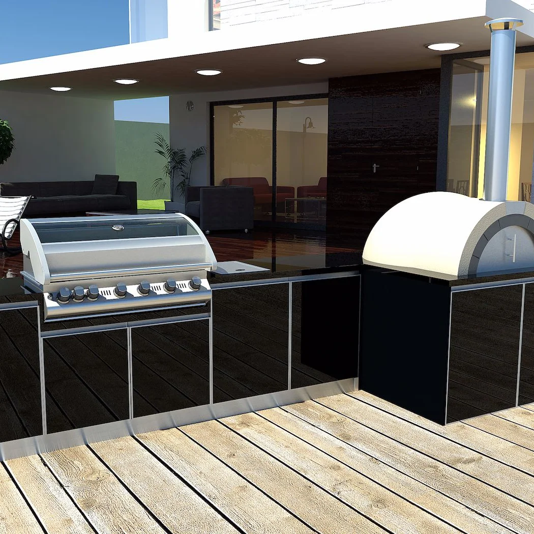 New Arrivals Outdoor Kitchen Cabinet Outdoor BBQ Island Aluminum Frame Glass Door Kitchen Cabinet with Pizza Oven