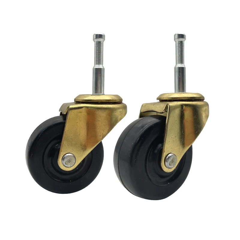 Factory Quality Long Threaded Stem Wooden Furniture Moving Chair Black Rubber Caster Wheel