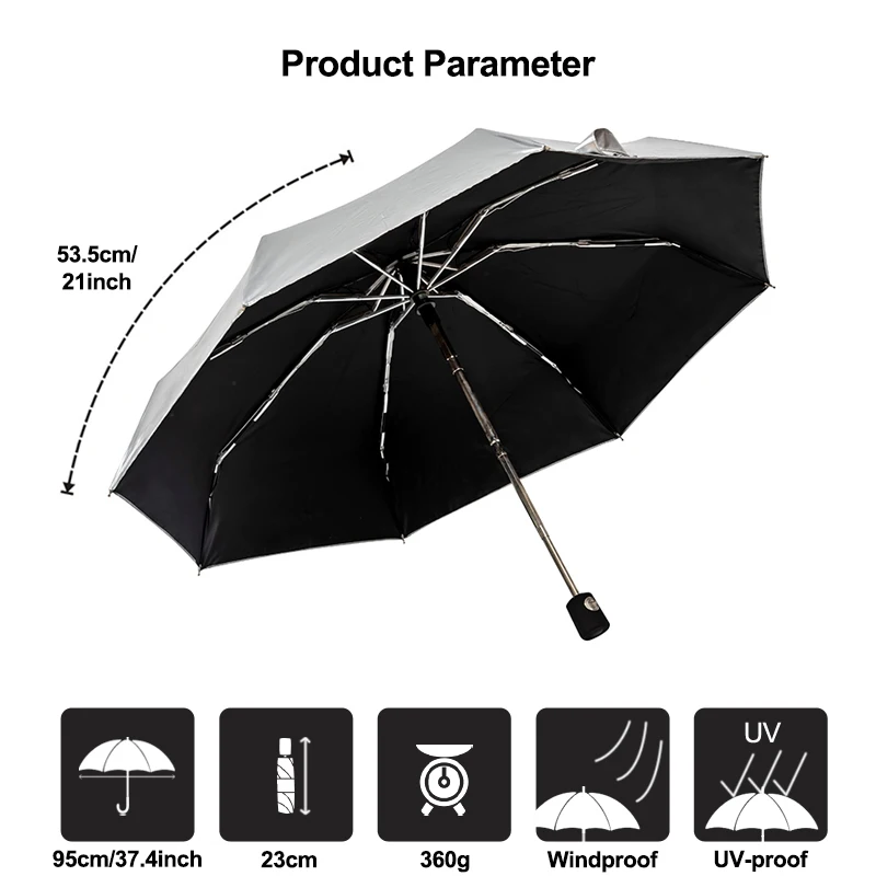 OEM Titanium Silver Outside Super UV Protection Lightweight 4fold Smallest Mini Automatic 4 Fold folding umbrella