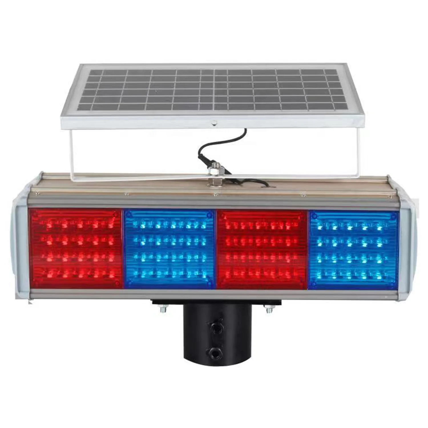 4 Sets Red And Blue Road Work And Emergency Road Safety Automatic Led Solar Warning Light