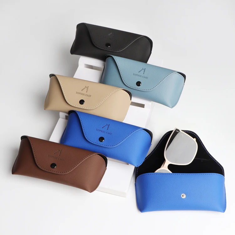 Portable Leather Glasses Case,Durable Soft Packaging Custom Printing Sunglasses Slim Case for Women Men Horizontal Eyeglass Case