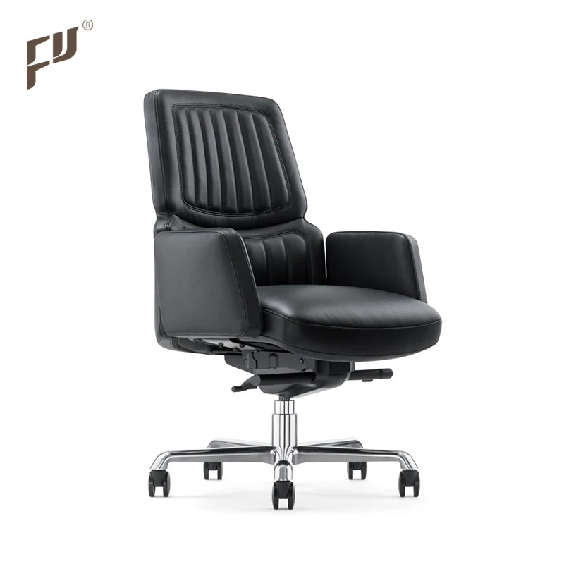 Aluminum Alloy Armrest Silla Oficina First Class Industrial Leader Boss Office Swivel Chair With Arm Rest