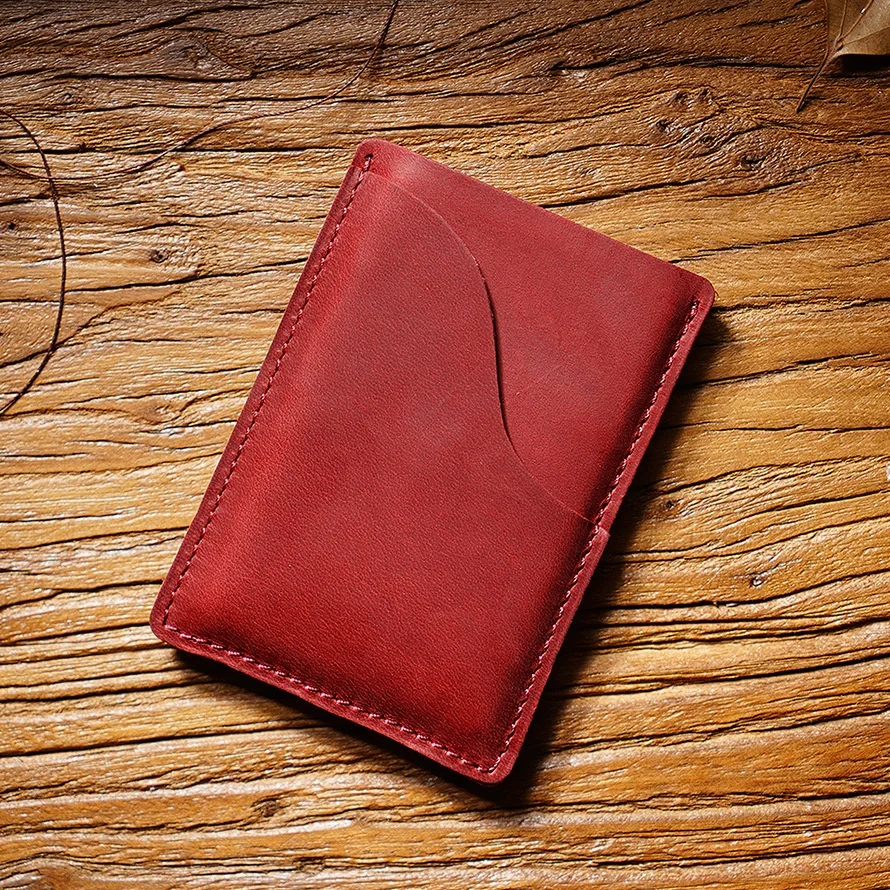 First-layer Cowhide Crazy Horse Leather Simple Multi-function Card Holder Retro Bank Card Ultra-thin Storage Folder