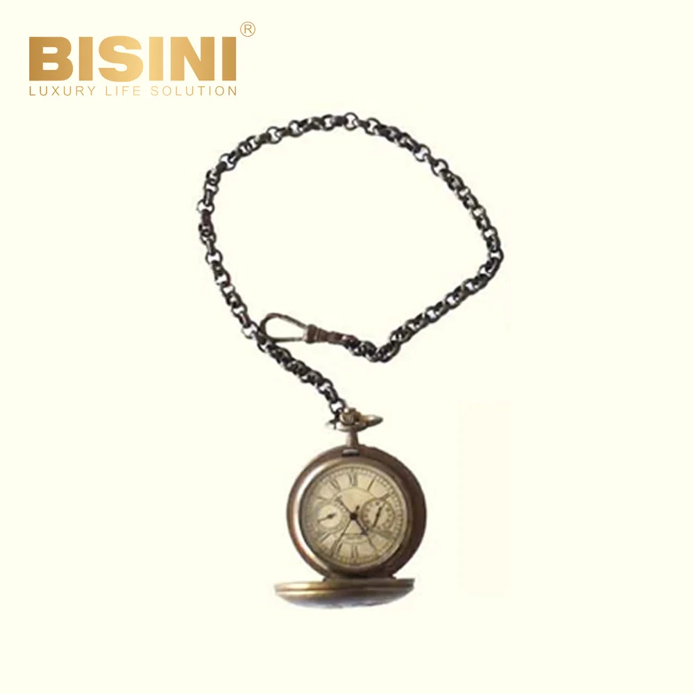The samurai design nostalgic decoration retro baubles Vintage Portable watch with a chain and a lid