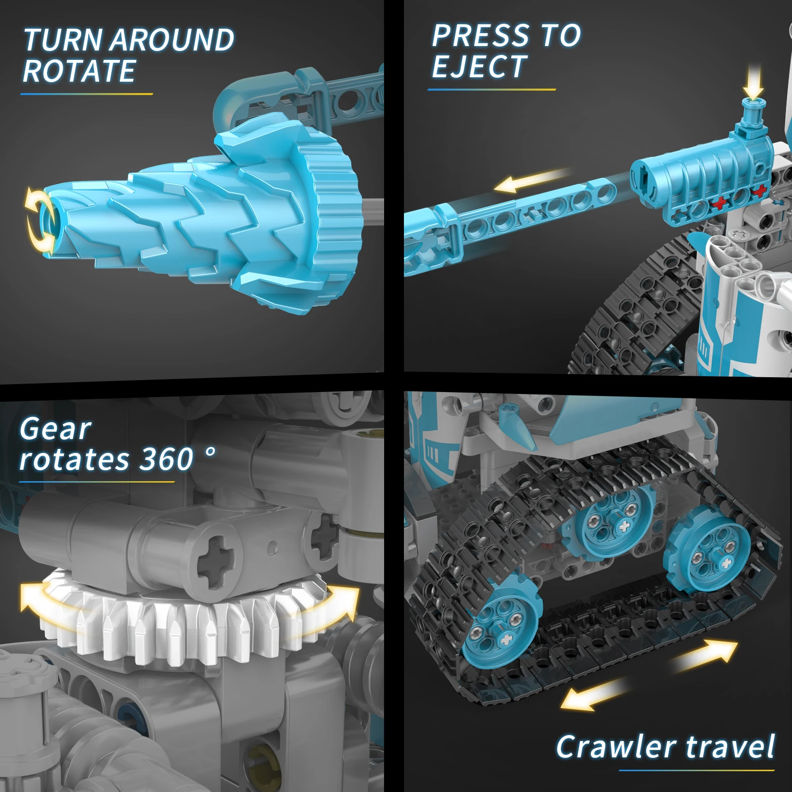 STEM  720PCS 5-in-1 2.4G 4CH Remote and APP Bluetooth Controlled Building RC Robot and vehicle Kit