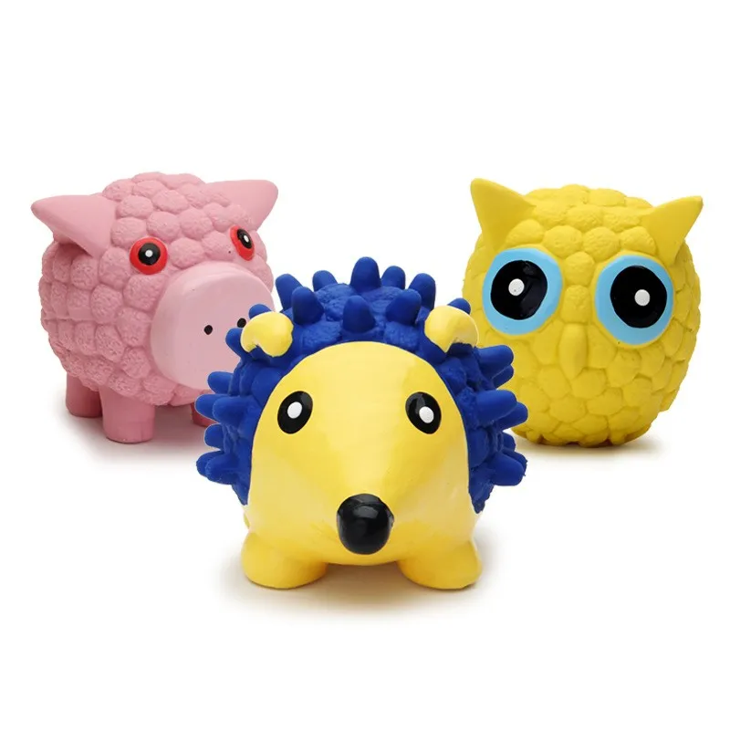 New wholesale pet latex sound toy hedgehog pig owl animal series interactive fun chew chew chew resistant dog toys