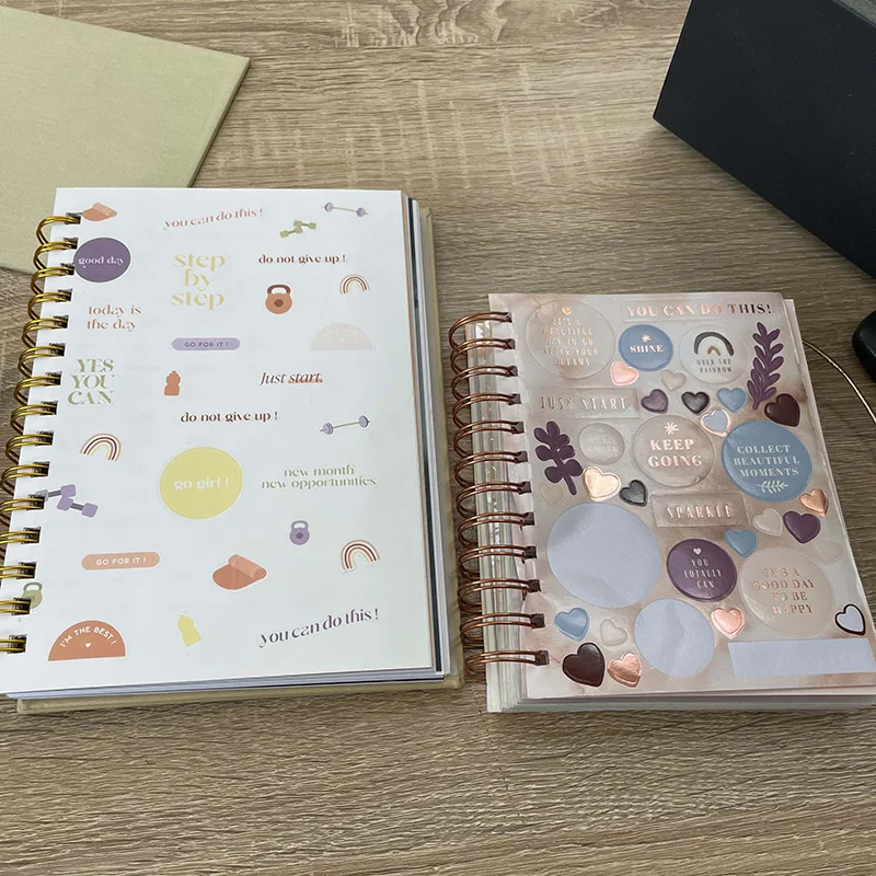 Personalized Cheap Custom Printing Super Adhesive Spiral Notebook Journal Budget Planner Sheet Sticker