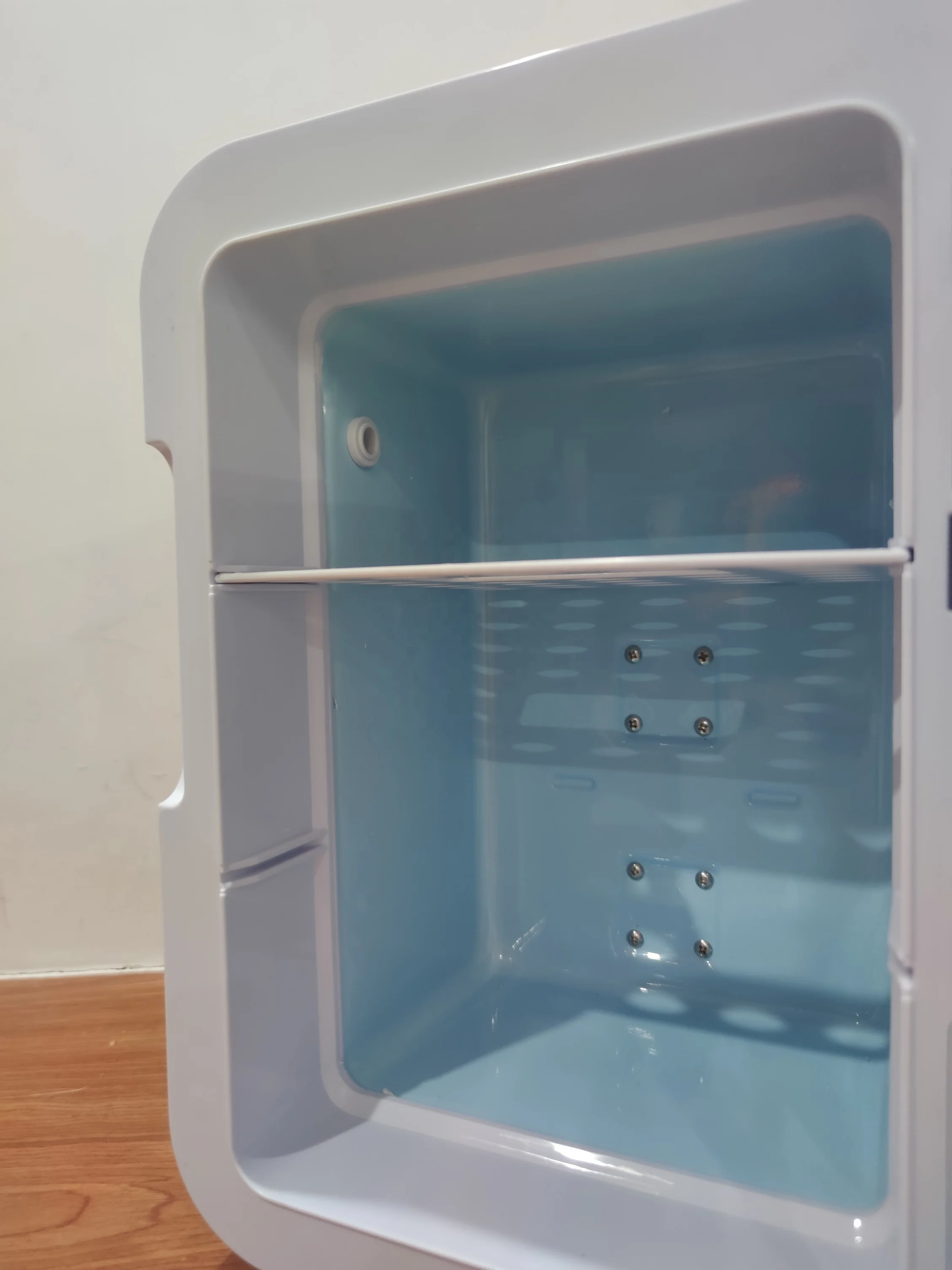 10L coffee maker beside mini milk fridge cooler with tube at both sides heating and chilling