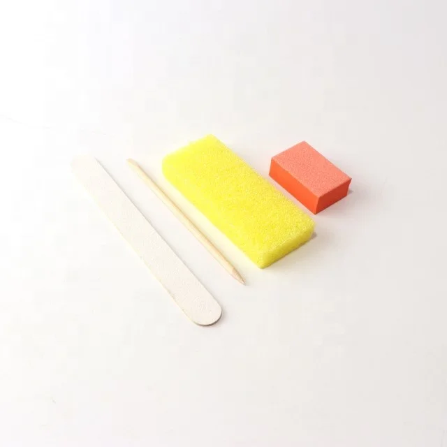 Professional Manicure Set Of Nail File And Buffer Orange Wood Stick Toe Separator 4 Pieces of Nail Kit