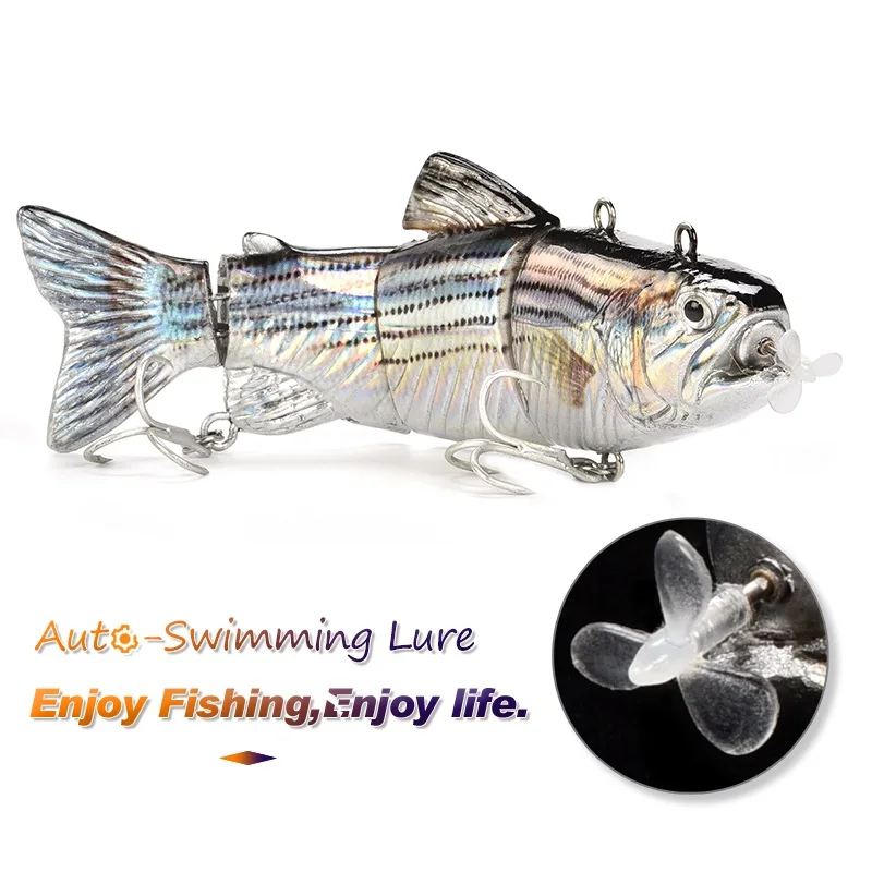Lureking New Rechargeable Electric Fishing Blinking Lures Wobblers For Fishing 4-Segment in Guangzhou W0808 35g 130mm