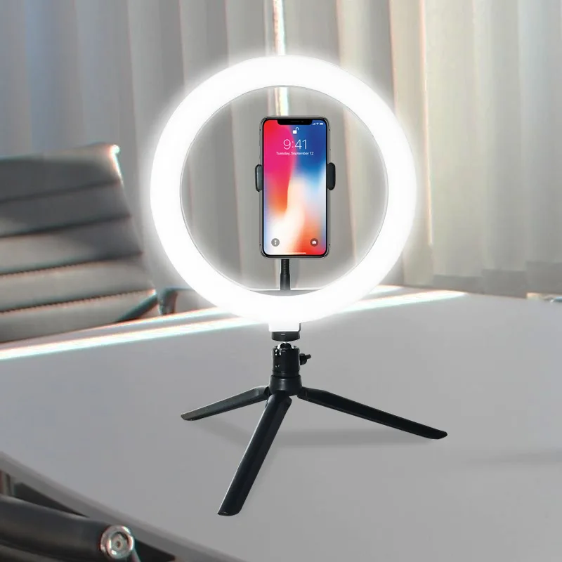 Dimmable LED Ring Light With Phone Holder Selfie Fill Light For Tiktok YouTube Video 10 Inch LED Ring Light With Tripod Stand