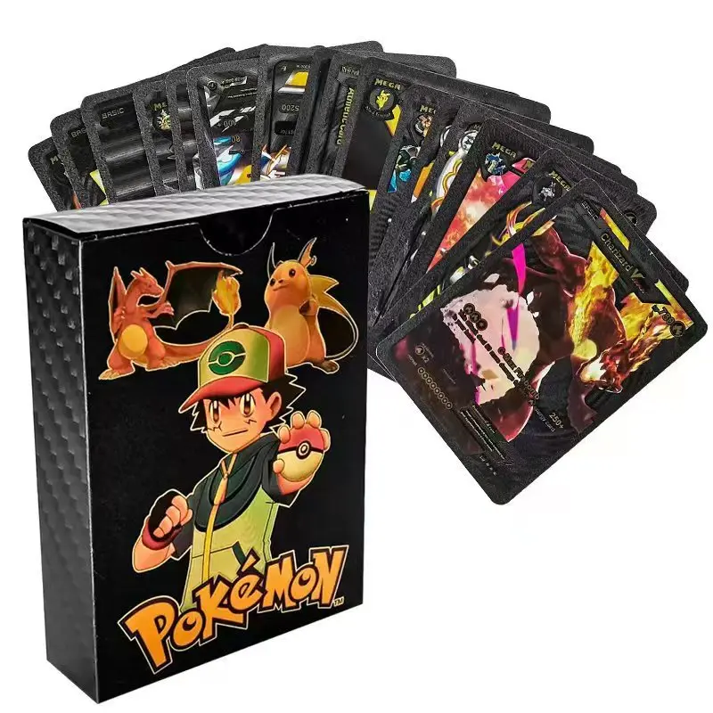 Cartoon 55PCS Poke Pikachu Gold Foil PVC Cards Anime Accessories Spot Wholesale